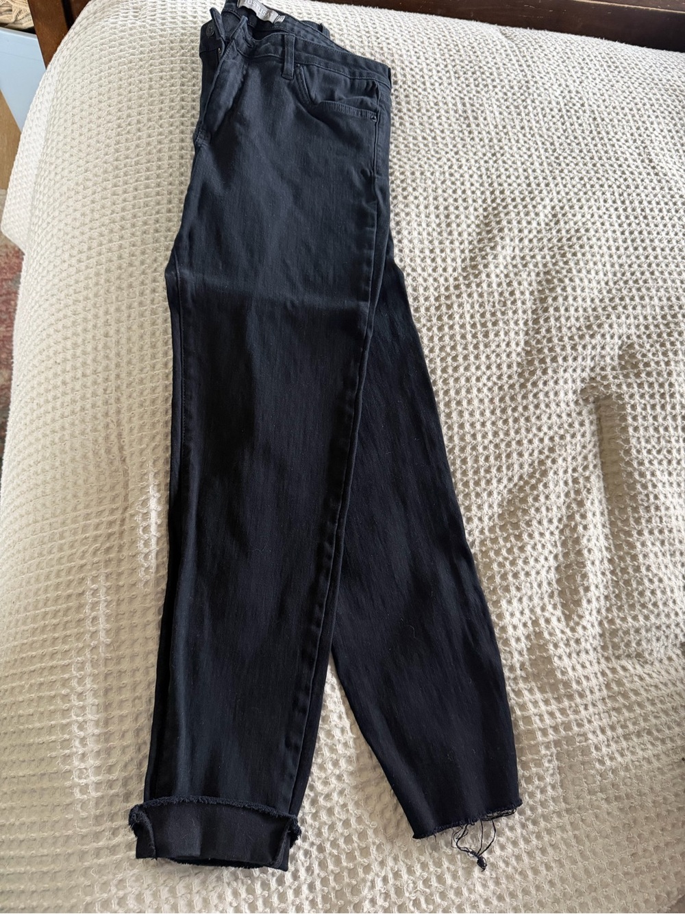 Black Straight-Leg Jeans raw hem
